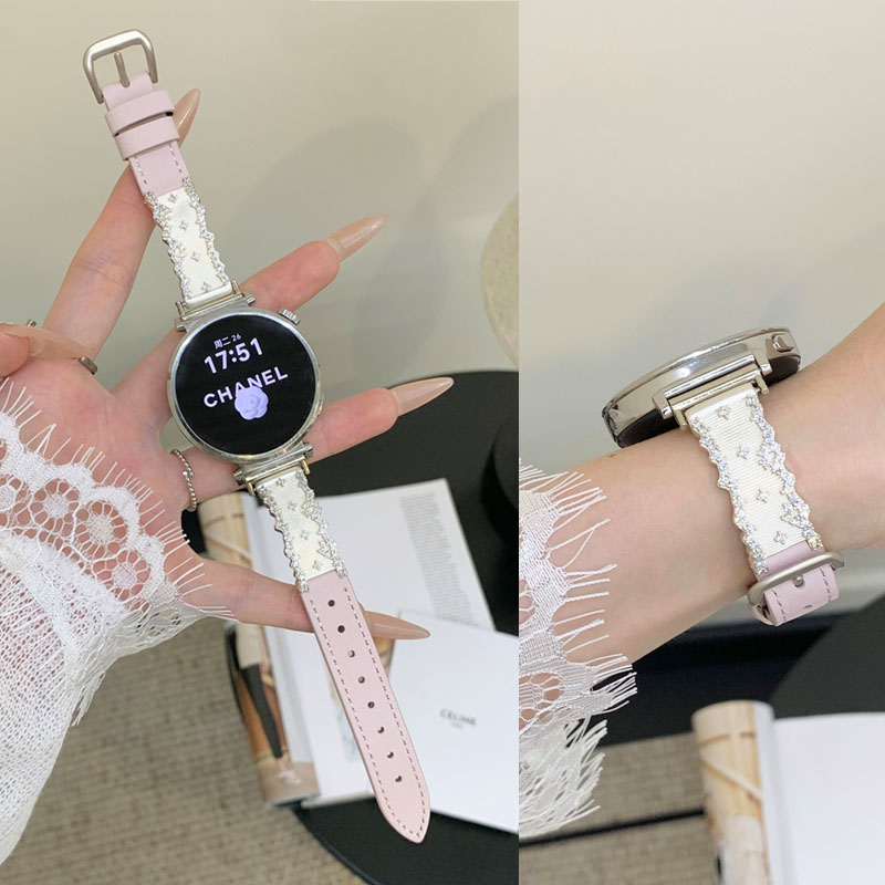 适用华为镶钻真皮表带