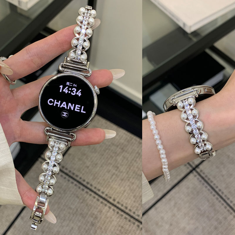 适用VIVO Watch5手表GT表带1女生3新款OPPO X2 mini珍珠铜表带4Pro手表watch GT2细款2轻奢小香风iQOO watch3