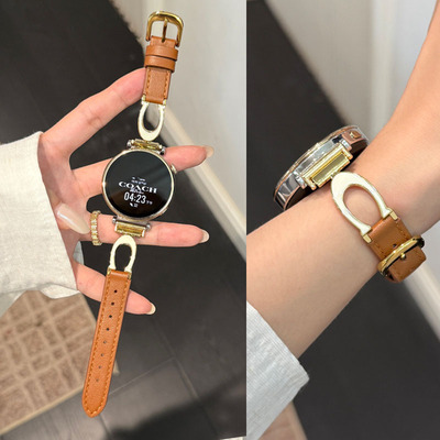 适用三星Galaxy watch 8手表表带Watch 7Ultr C扣滴胶拼真皮5/4/3简约女新款表带active透气替换带高级感运动