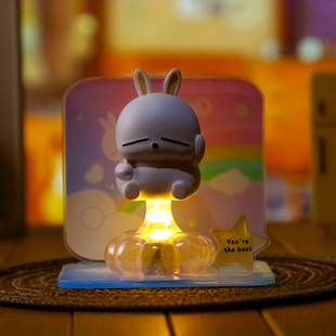 正品流氓兔POOPOO盲盒卡通摆件亚克力桌面装饰可爱兔兔玩偶礼物女