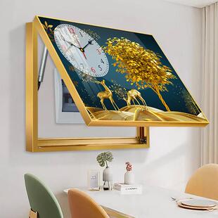 电表箱装饰画 画带钟表时钟电闸箱配电箱盖板遮挡现代免打孔挂钟