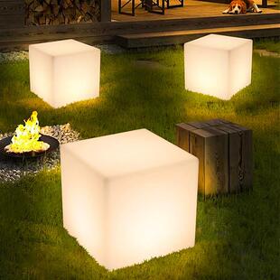 太阳能户外灯家用发光立方体凳子花园景观庭院装饰方块草坪气氛灯