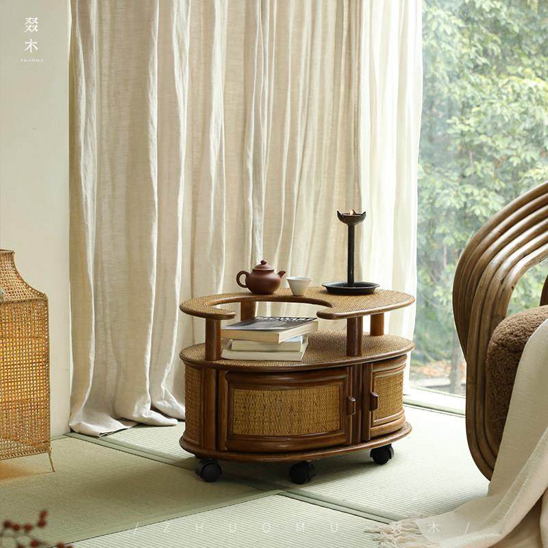 叕木|东南亚藤艺/覆古风藤编推车可移动边几角几茶室休闲储物茶几,住宅家具,移动边几/推车,淘宝优惠券,粉丝福利购,淘宝优惠卷