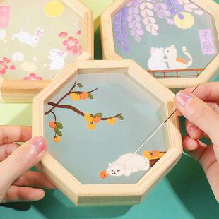 苏绣刺绣手工diy材料包自绣初学者绣花平安符双面绣摆件绣品礼物