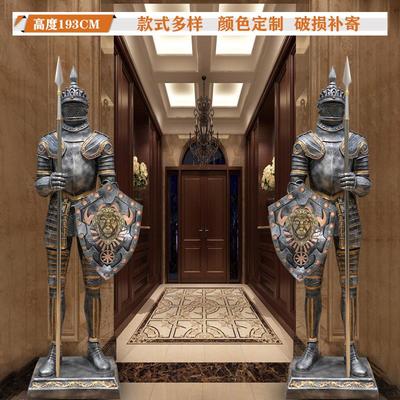 大型欧式罗马盔甲武士迎宾人物门厅落地复古酒吧家居饰品装饰摆件