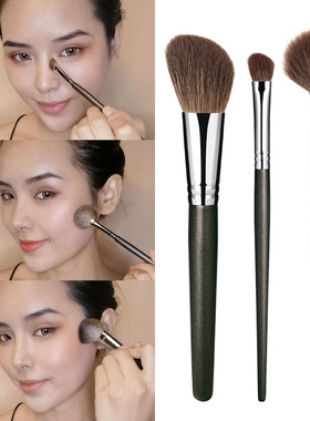 动物毛扇形高光刷鼻影刷修容刷套装三件套面部鼻子侧脸鼻侧影刷子