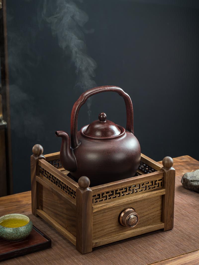 福熙堂新款胡桃木电陶炉家用小型覆古室内茶器茶炉围炉煮茶提梁壶
