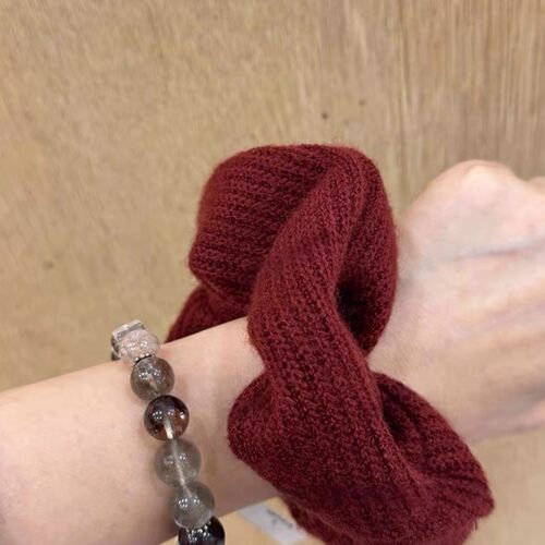 2025新款韩系设计感高级秋冬气质毛线发圈百搭丸子头绳发饰女头饰