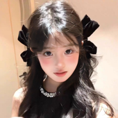 在逃公主黑色丝绒蝴蝶结发夹气质轻奢减龄少女感对夹侧边夹子发饰