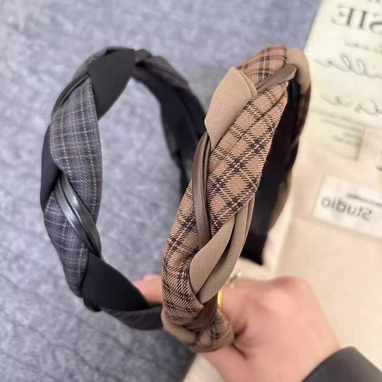 复古拼色编织发卡发箍女港风窄边时尚带齿防滑头饰压发洗脸头箍
