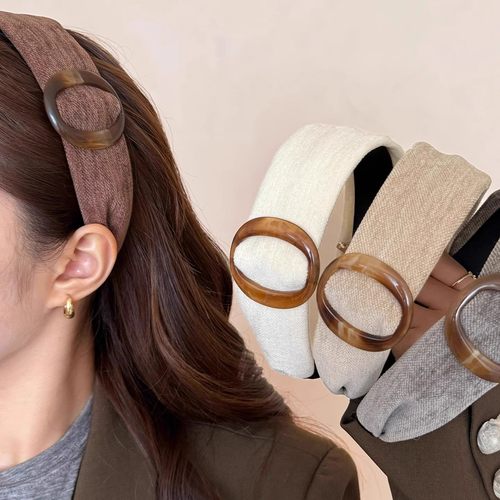 美拉德圆环宽边绒面发箍女高级感洋气时尚头箍日常外戴复古发饰品
