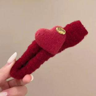 年味get~新年氛围感红色大号鸭嘴夹发夹女后脑勺高级感盘发一字夹