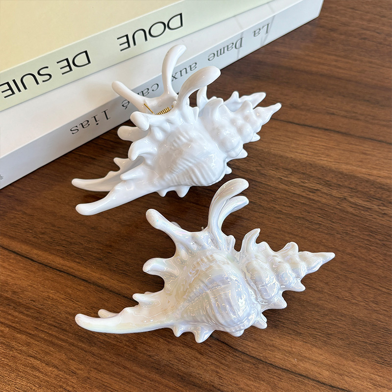 创意设计感海螺抓夹发夹夏日海滩造型鲨鱼夹海洋发饰头饰旅行发抓