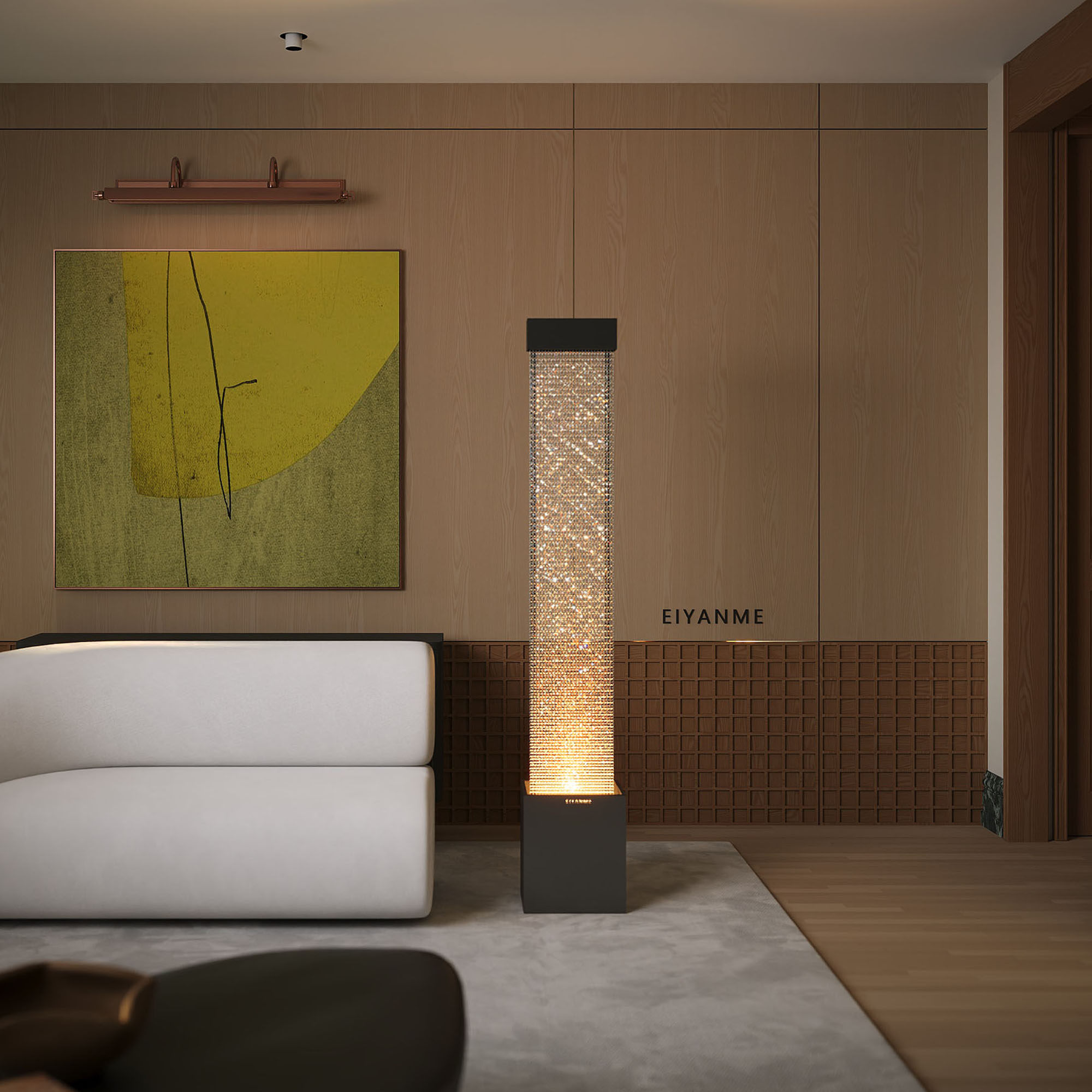 现代轻奢流水摆件客厅生财循环水景电视柜落地水幕墙玄关装饰加湿