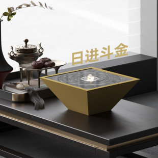 日进斗金桌面摆件循环水景生财办公室现代茶室酒店流水落地装 饰G1