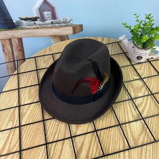 教父帽复古藏族礼帽包边爵士帽上海滩帽子毡帽英伦风法式大沿礼帽