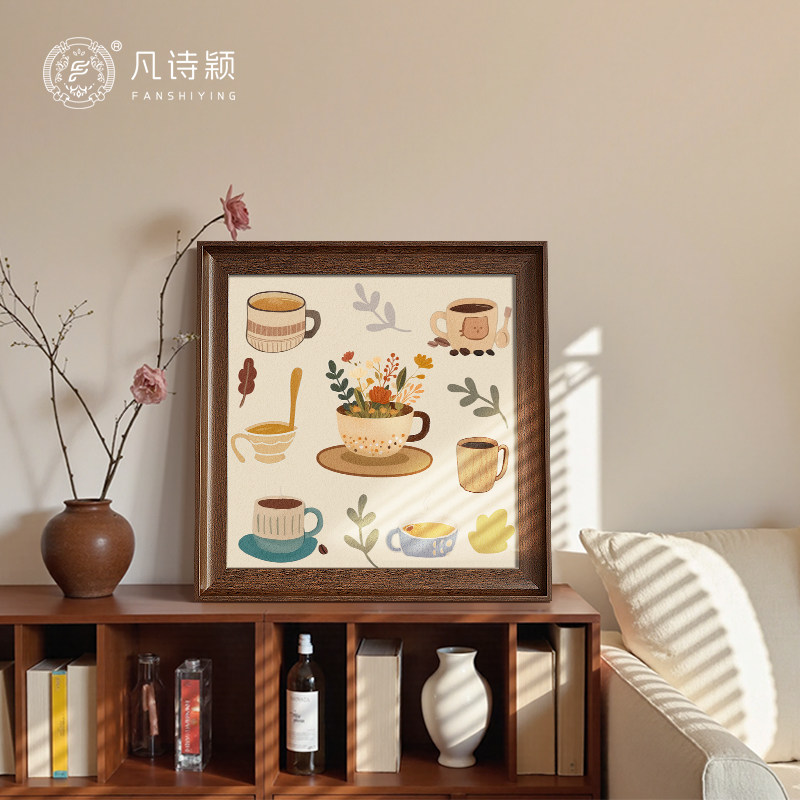 法式复古客厅装饰画高级感入户玄关柜斗柜挂画中古咖啡馆墙上壁画