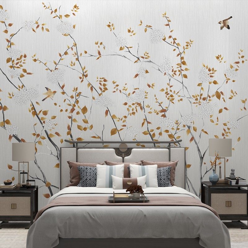 墙布电视背景墙新中式花鸟墙纸客厅壁布2021新款影视壁纸定制壁画,家装主材,定制壁画,淘宝优惠券,粉丝福利购,淘宝优惠卷