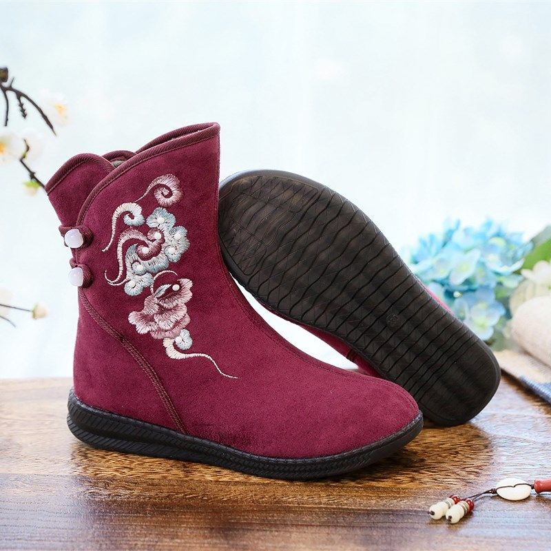 冬季新款女d棉鞋加绒保暖中老年妈妈鞋休闲奶奶棉靴平底防滑短靴,女鞋,棉鞋,淘宝优惠券,粉丝福利购,淘宝优惠卷