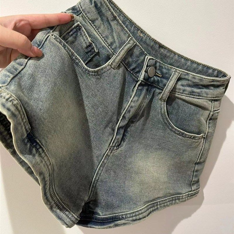 辣妹复古紧身牛仔短裤女2024夏季小个子高腰弹力显瘦阔腿a字热裤,女装/女士精品,卫裤,淘宝优惠券,粉丝福利购,淘宝优惠卷