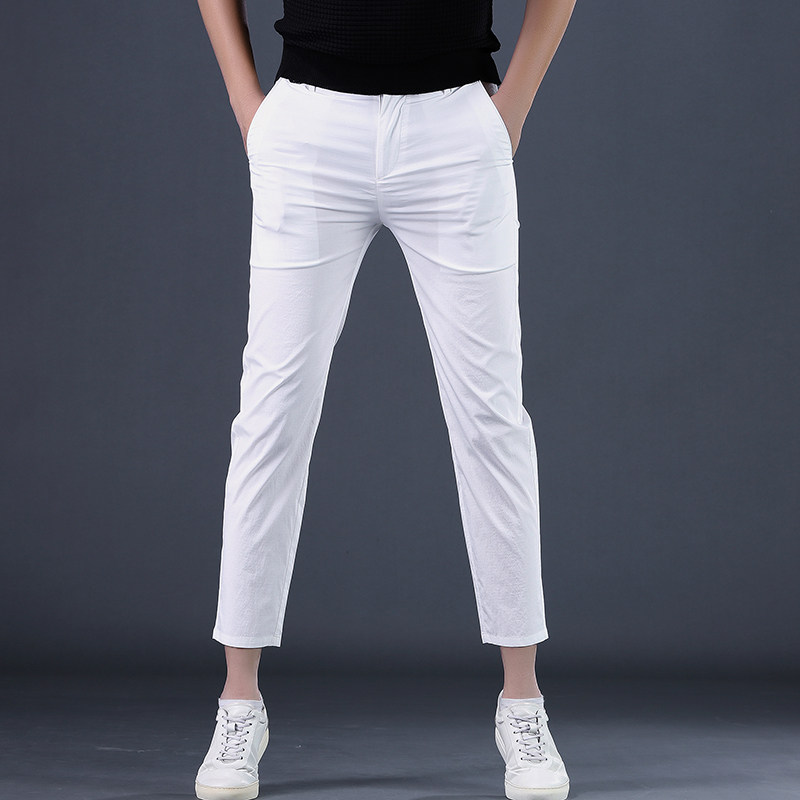 夏季休闲裤男士修身商务韩版英伦小西裤潮流百搭白色9分裤子男裤,男装,西裤,淘宝优惠券,粉丝福利购,淘宝优惠卷