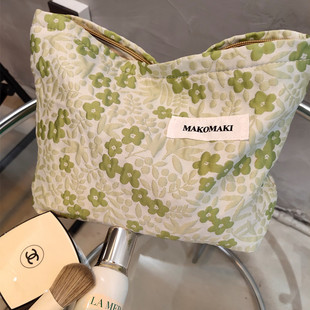 高级感小清e新化妆包女便携内胆帆布大容量整理收纳包补妆洗漱包