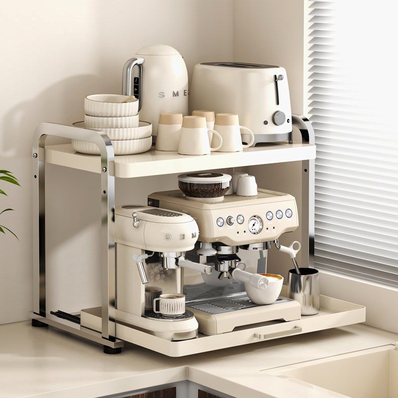 咖啡机置物架厨房微波炉抽拉台面多功能电饭煲电器锅烤箱收纳架子