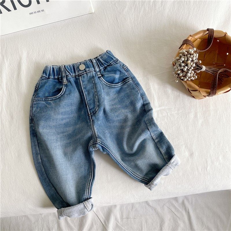 秋冬款男童女童弹力纯棉磨毛薄绒牛仔裤宝宝中小童哈伦裤长裤子潮,童装/婴儿装/亲子装,裤子,淘宝优惠券,粉丝福利购,淘宝优惠卷