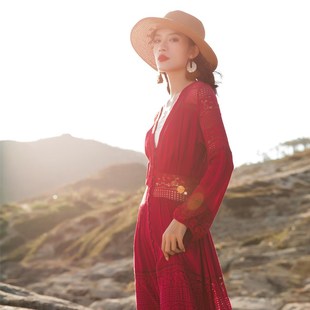 沙漠长裙大理旅游衣服女洱海拍照裙子云南丽江出游茶卡盐湖连衣裙