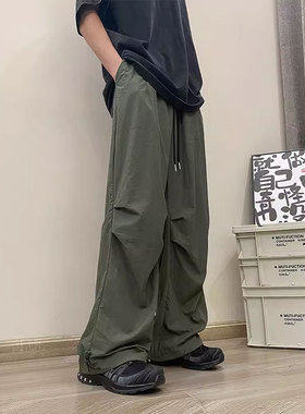 军绿色日式工装裤男款夏季薄款冰丝速干美式机Q能冲锋裤降落伞兵