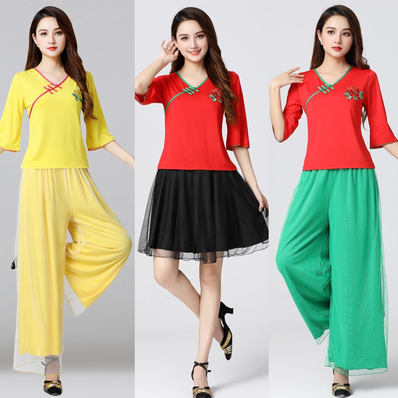 跳广场舞服装女新款套装2022中老年中国风秧歌舞蹈服Y扇子舞演出