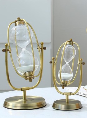 沙漏摆件计时器创意客厅家居金属北欧装饰品办公个性饰品30分钟柜