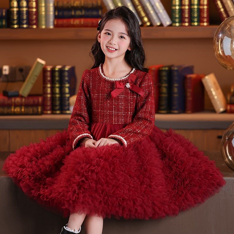 女童连衣裙秋冬裙子红色2024新款洋气女孩加绒公主裙儿童生日冬季,童装/婴儿装/亲子装,连衣裙,淘宝优惠券,粉丝福利购,淘宝优惠卷