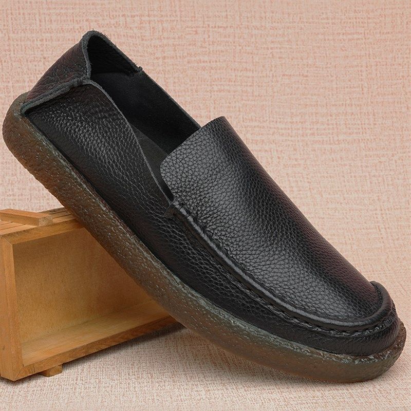 新款男鞋真皮套脚休闲驾车鞋一脚蹬懒人豆豆鞋舒适防滑牛筋底单鞋,流行男鞋,休闲皮鞋,淘宝优惠券,粉丝福利购,淘宝优惠卷
