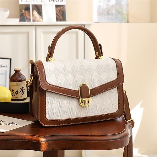 包包女式2025新款高颜值小方包高级感小众撞色斜挎包百搭手提包女
