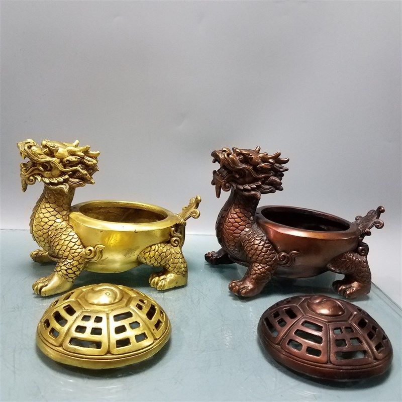 龙年仿紫铜纯铜龙龟摆件办t公室家居装饰品工艺品客厅龙龟香炉摆,家居饰品,桌面摆件,淘宝优惠券,粉丝福利购,淘宝优惠卷