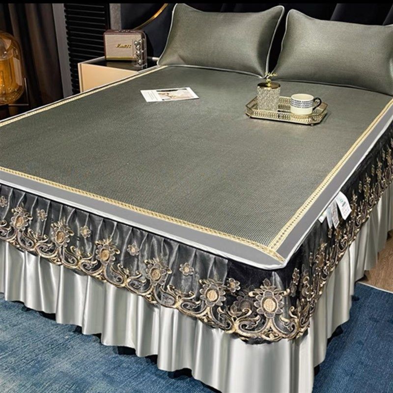 高品质灰冰藤席凉席夏天冰丝凉席三件套床笠O款空调席子夏季床裙,床上用品,冰丝席,淘宝优惠券,粉丝福利购,淘宝优惠卷