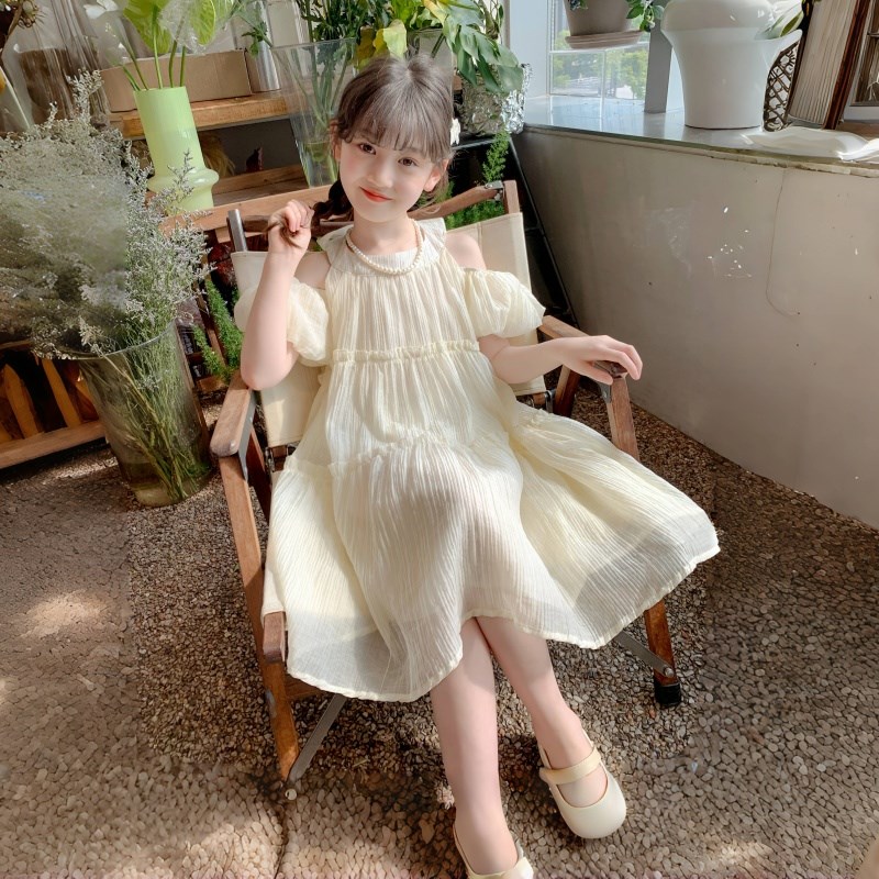 女童连衣裙夏季2024新款夏x装女孩大童凉快公主裙儿V童长裙夏款裙