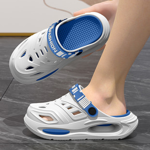 户外防滑包头软底踩屎感沙滩休闲凉鞋 洞洞鞋 厚底增高夏季 男士