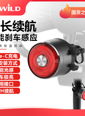 TOWILD拓野TL05新款自行车尾灯山地公路越野夜骑警示智能刹车尾灯
