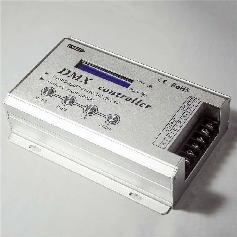 DMX301 带LCD显示dmx512解码器低压RGBW七彩灯带灯条调光控制器