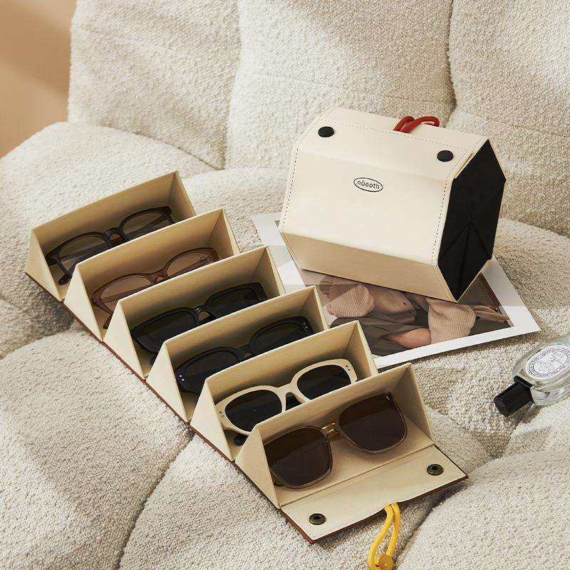 折叠墨镜收纳盒多格大容量太阳镜收纳抗压便携可挂墙眼镜盒