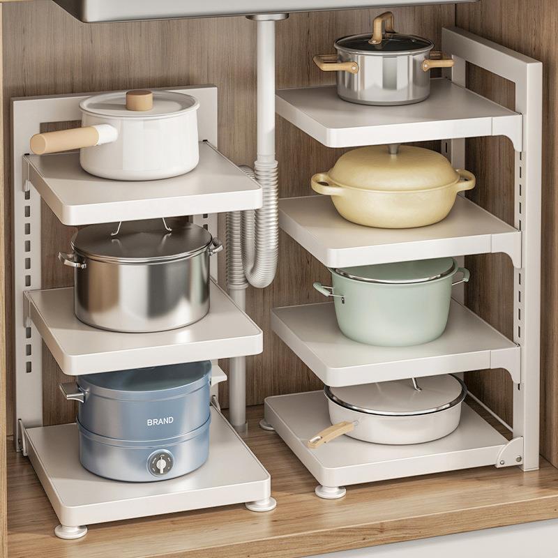厨房锅具架多层置物架可折叠分层收纳锅架子水槽下落地台面免安装
