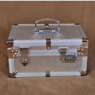 存钱箱收钱箱超市手提收银箱家用大号带锁储钱箱密码铝合金票据箱