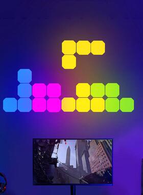 跨境电竞氛围灯拾音节奏聚会paty音乐幻彩量子灯客厅方形拼接壁灯