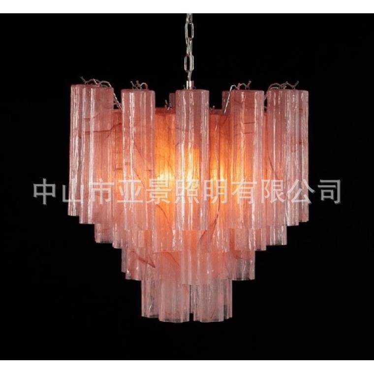 法式穆拉诺吊灯轻奢中古风复古客厅餐厅卧室胭脂粉色梅花玻璃吊灯