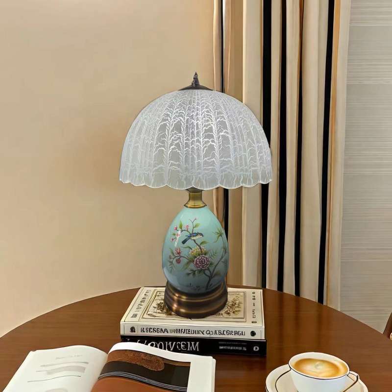 复古花鸟陶瓷台灯温馨卧室床头客厅书房小夜灯创意田园新款结婚灯