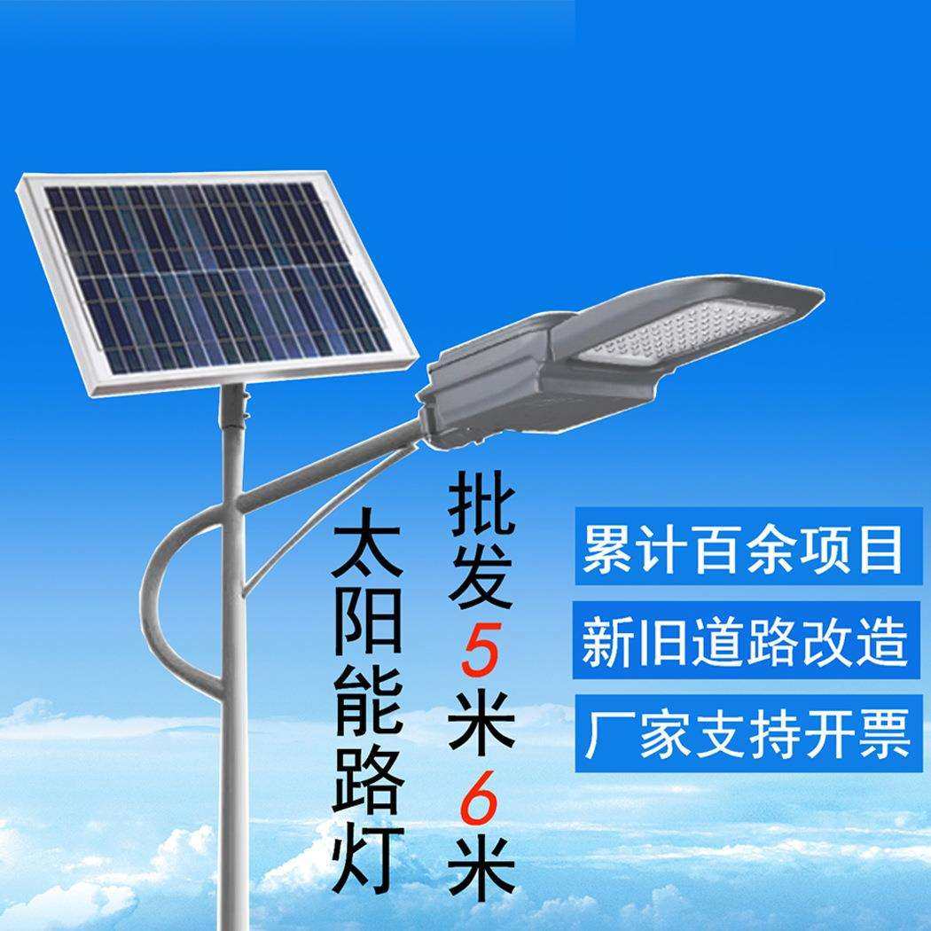 新农村LED太阳能路灯6米60W感应工程照明道户外灯灯市电改造80W