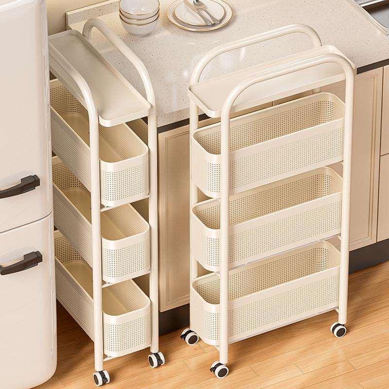 小推车窄厨房空间神器缝隙收纳架厕所利用冰箱柜侧夹缝置物架家用