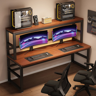 电脑桌卧室家用书桌书架一体桌子简约办工桌实木洞洞板学生写字桌